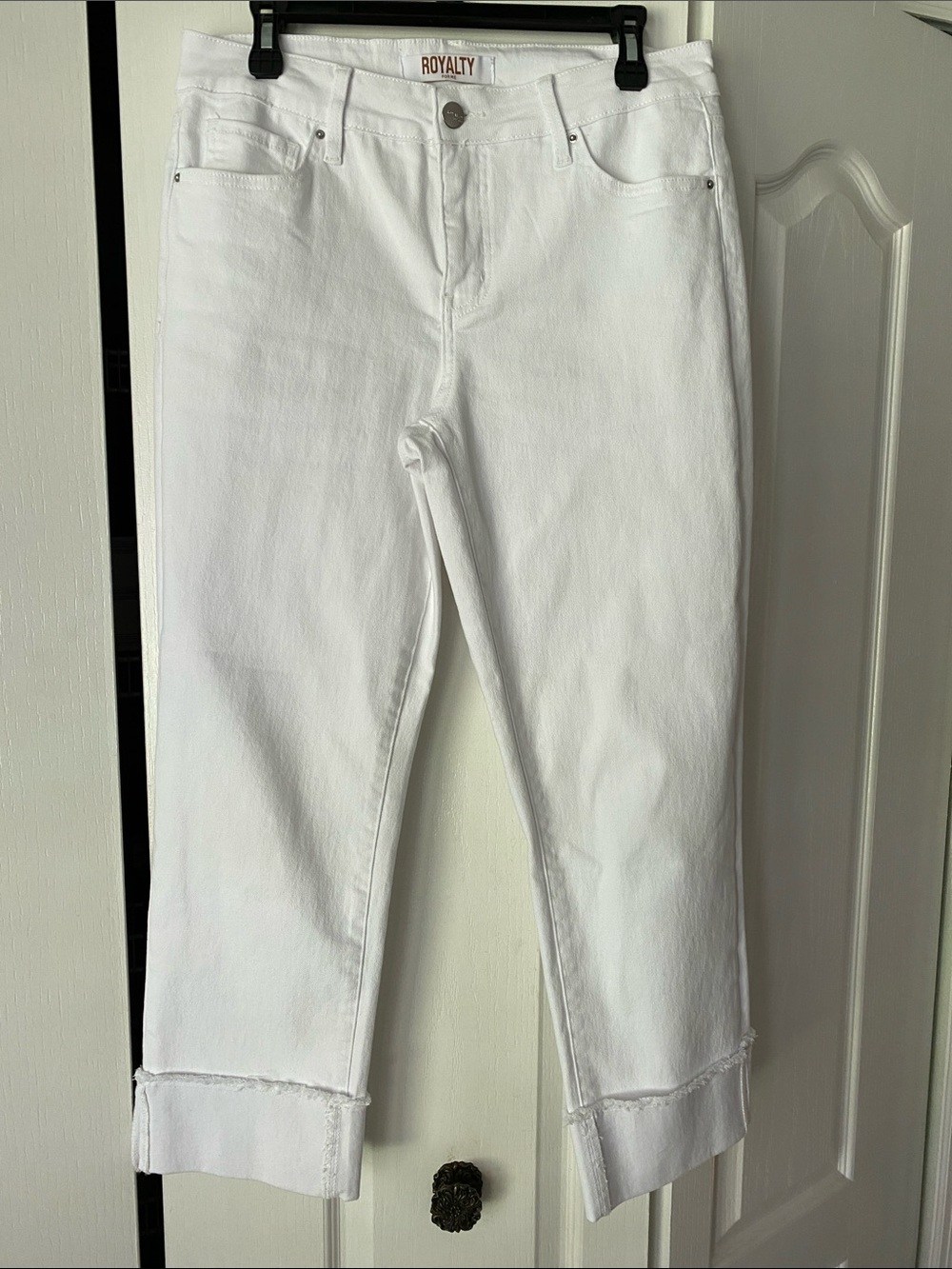 Royalty For Me White Cropped Straight-Leg Jeans